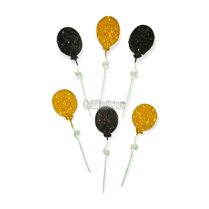 Set Pinches Resorte Globo Negro y Dorado x6U