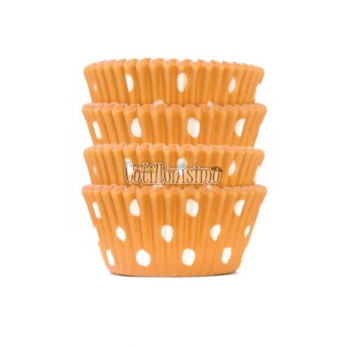 Pirotines Cupcakes Nº10 - Naranja Lunares Blanco x25 U
