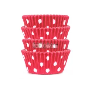 Pirotines Cupcakes Nº10 - Rojo Lunar Blanco x25 Unidades