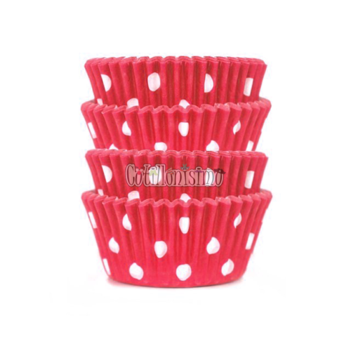 Pirotines Cupcakes Nº10 - Rojo Lunar Blanco x25 Unidades