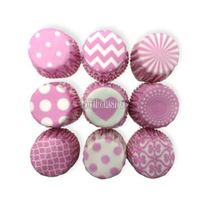 Pirotines Cupcakes Nº8 - Formas Varias Rosa y Blanco x25 U