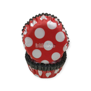Pirotines Cupcakes Nº8 - Lunares Blancos Fondo Rojo x25 U