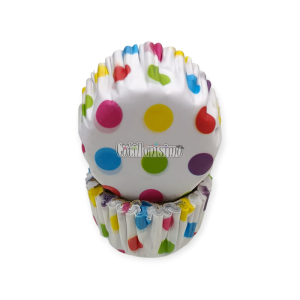 Pirotines Cupcakes Nº8 - Lunares Multicolor Base Blanca x25 U