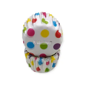 Pirotines Cupcakes Nº8 - Lunares Multicolor Base Blanca x25 U