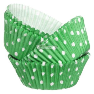 Pirotines Cupcakes Nº10 - Verde Lunares Blanco x25U