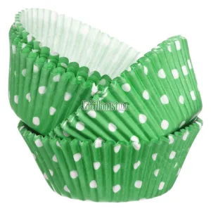 Pirotines Cupcakes Nº10 - Verde Lunares Blanco x25U