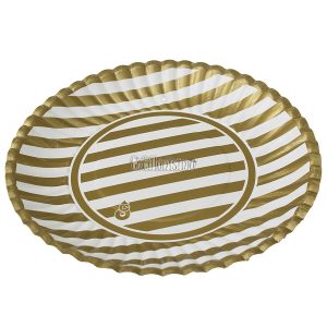 Plato Polipapel Rayado Dorado X8 Unidades - Imagen 2