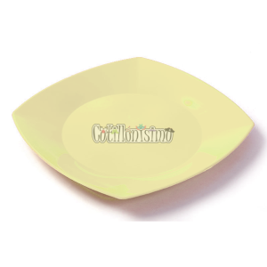 Plato Cuadrado Plastico para Postre 17cm AMARILLO PASTEL x10 U