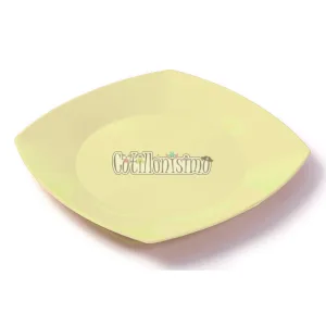 Plato Cuadrado Plastico para Postre 17cm AMARILLO PASTEL x10 U