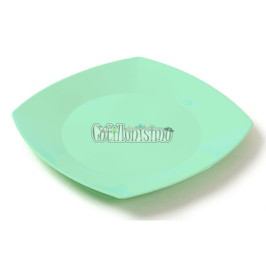Plato Cuadrado Plastico para Postre 17cm VERDE PASTEL x10 U