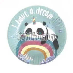 Plato Polipapel Panda Metalizado X6 Unidades