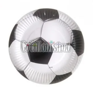 Plato Polipapel Pelota de Futbol x8 Unidades