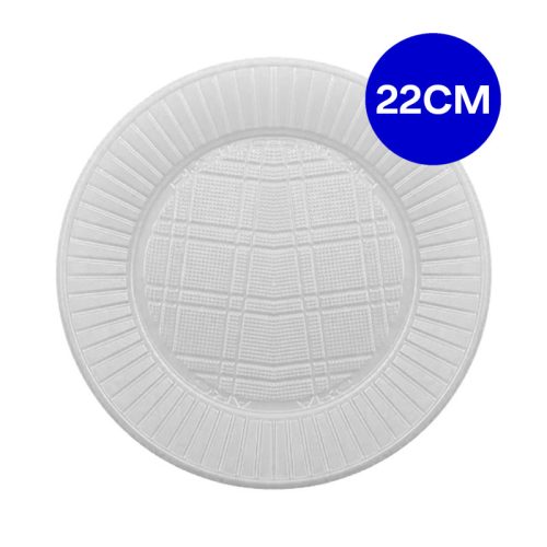 Plato Plastico GRANDE 22CM Descartable Color Blanco X50 U