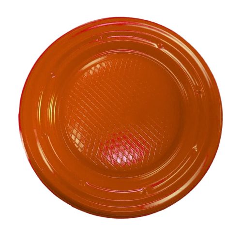 Plato Plástico Chico Descartable Color NARANJA X24 Unidades
