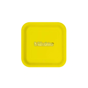 Plato Polipapel Cuadrado Chico Liso Amarillo X8 Unidades