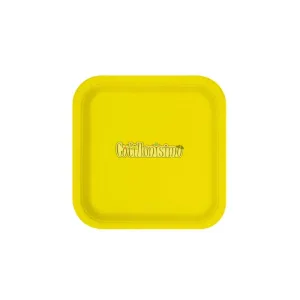 Plato Polipapel Cuadrado Chico Liso Amarillo X8 Unidades