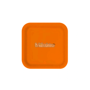 Plato Polipapel Cuadrado Chico Liso Naranja X8 Unidades