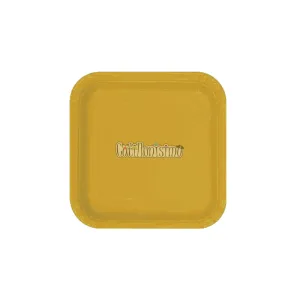 Plato Polipapel Cuadrado Chico Liso Ocre X8 Unidades