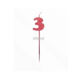 Vela Pinche Gibreada Nº3 Color Rojo