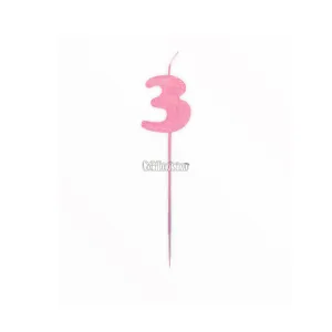 Vela Pinche Gibreada Nº3 Color Rosa