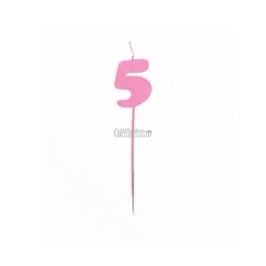 Vela Pinche Gibreada Nº5 Color Rosa