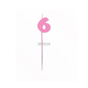 Vela Pinche Gibreada Nº6 Color Rosa
