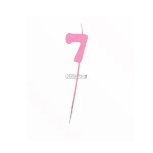 Vela Pinche Gibreada Nº7 Color Rosa