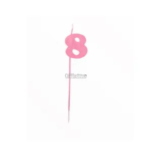 Vela Pinche Gibreada Nº8 Color Rosa