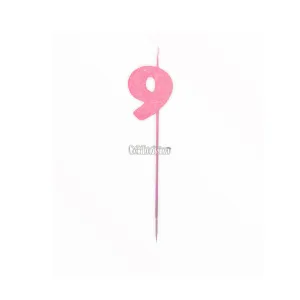 Vela Pinche Gibreada Nº9 Color Rosa