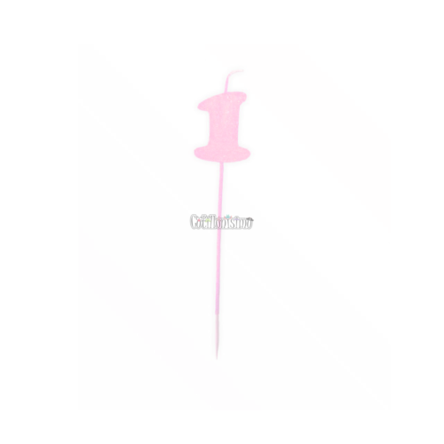 Vela Pinche Gibreada Nº1 Color Rosa Claro
