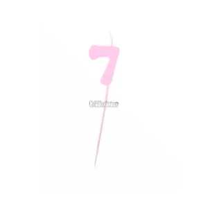 Vela Pinche Gibreada Nº7 Color Rosa Claro