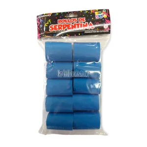 Rollo de Serpentina 10mts Color Azul x10u