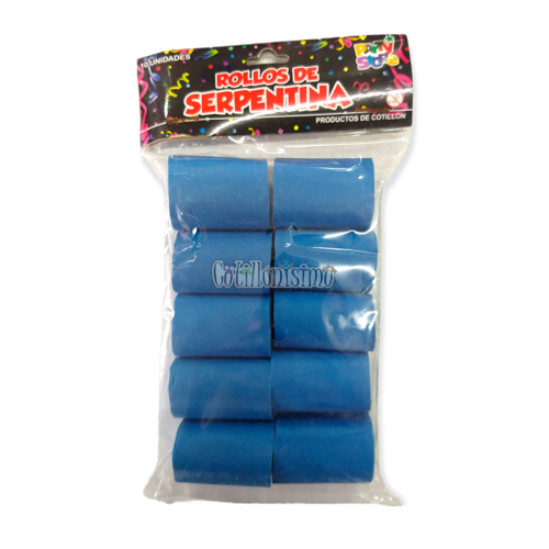 Rollo de Serpentina 10mts Color Azul x10u