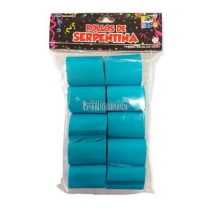 Rollo de Serpentina 10mts Color Celeste x10u