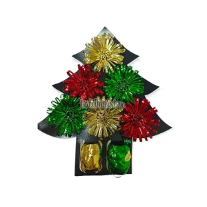 Set 6 Moños Flor y 2 Cintas Navideñas