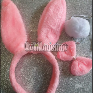 Set Conejita ROSA (Vincha-Moño-Pompon) - Imagen 2