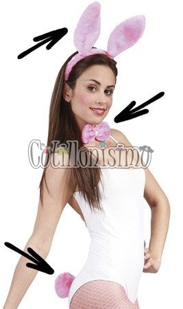 Set Conejita ROSA (Vincha-Moño-Pompon) - Imagen 3