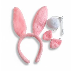 Set Conejita ROSA (Vincha-Moño-Pompon)