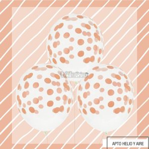 Globos con Confetti Redondo - Color SALMON x3 Unidades