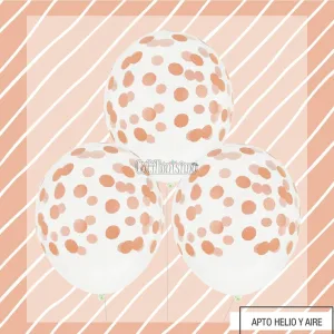 Globos con Confetti Redondo - Color SALMON x3 Unidades