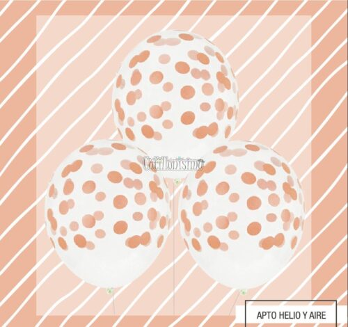 Globos con Confetti Redondo - Color SALMON x3 Unidades