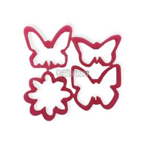 Set Cortante Marcador Plástico Mariposas y Flor x4u