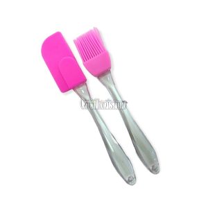 Set Espátula y Pincel De Silicona Chico Colores Surtidos 17cm