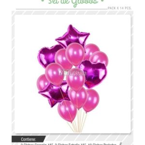 Set Globos Color Fucsia 14 Pcs