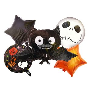 Set 5 Globos Metalizado Halloween Murcielago Jack