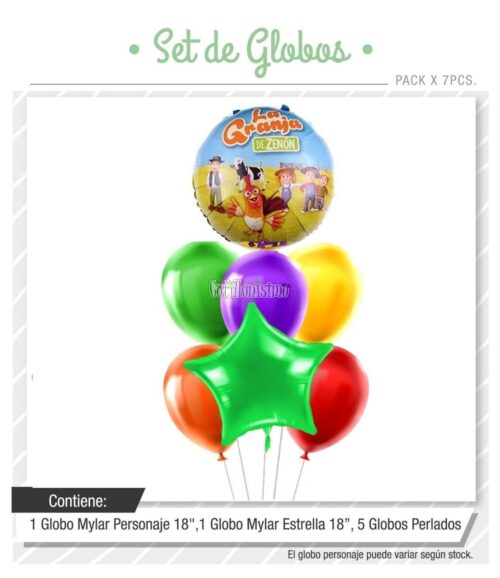 Set Globos LA GRANJA DE ZENON 7 Pcs