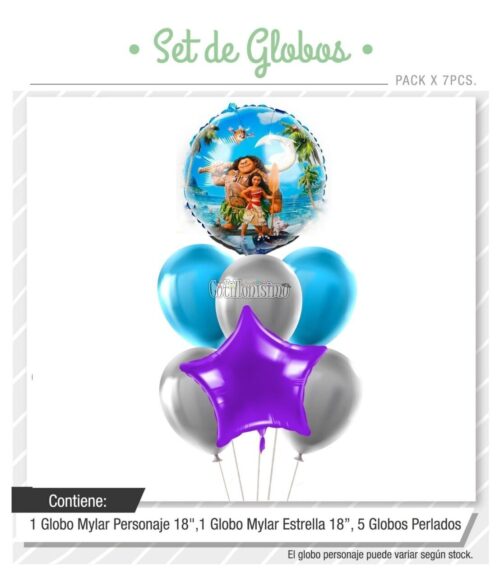 Set Globos MOANA 7 Pcs