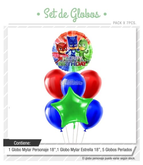 Set Globos PJ MASK 7 Pcs