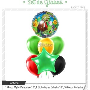 Set Globos PLANTAS VS ZOMBIES 7 Pcs
