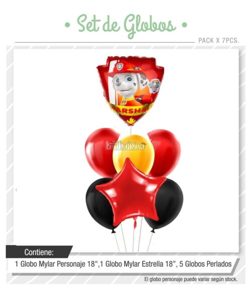 Set Globos PAW PATROL 7 Pcs